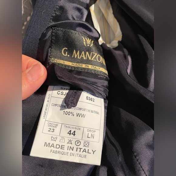 G Manzoni Navy Light Weight Wool Blazer - Picture 7 of 12